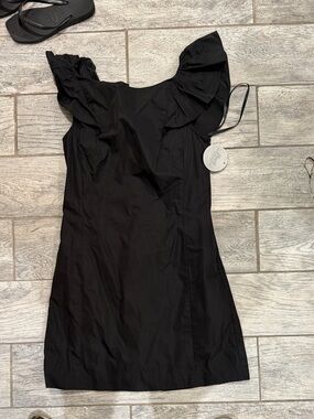 Black Ruffle-Sleeve Mini Dress -  Women